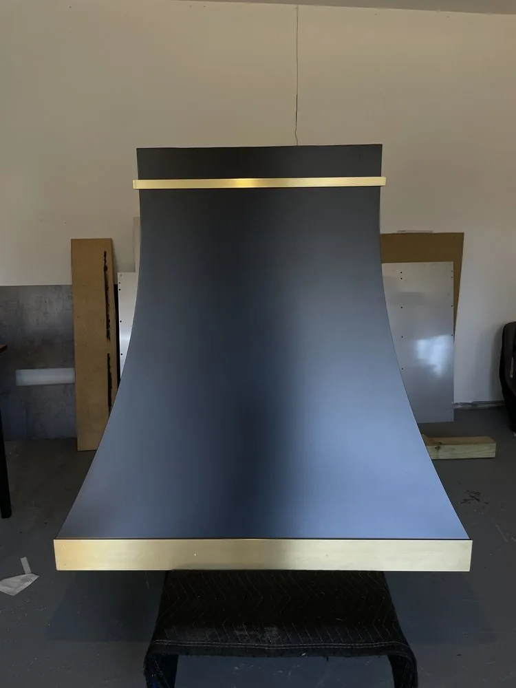 Monarch powder coated mild steel custom range hood, workshop view 4