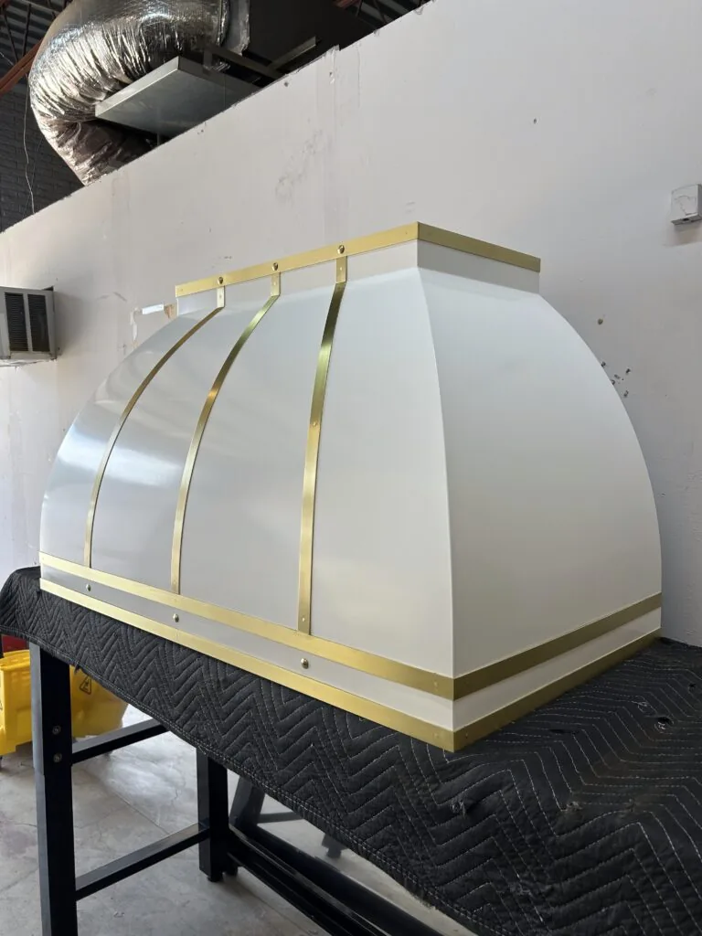 Monarch powder coated mild steel custom range hood, workshop view 5