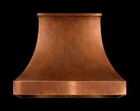 The Belle Terre range hood in 25% cloudy antiqued copper.