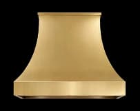 The Belle Terre range hood in brushed brass.