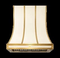 The Huntington Luxe range hood in powder coated steel with brushed brass trim.